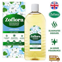 Zoflora 3In1 Concentrated Multipurpose Disinfectant Surface Linen Fresh 500ml