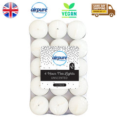 Airpure Tea Lights Nightlight Unscented Candles Upto 4 Hour Burn Time 15Pk