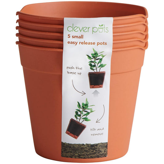 Clever Pots Easy Release Plastic Plant Pots Small For Indoor Outdoor Pack Of 5