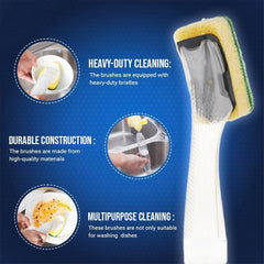 Elbow Grease Washing Up Dish Brush Sponge Liquid Soap Dispenser Grime Remover