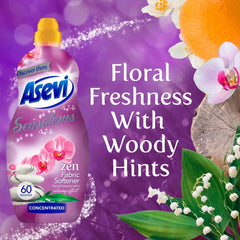 Asevi Fabric Clothes Softener Zen Laundry Liquid Long Lasting 60 Washes 1.32L
