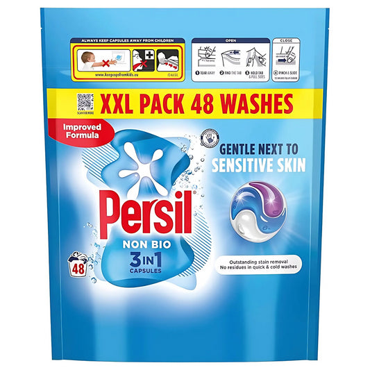 Persil Non Bio 3 in 1 Laundry Washing Capsules Gentle Next Sensitive Skin 48Wash