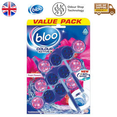 Bloo Colour Active Toilet Rim Block Long Lasting Freshness 3 Pack Flower 50G