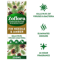 Zoflora Concentrated Multipurpose Disinfectant Fir Needle Amber Fragrance 250ml