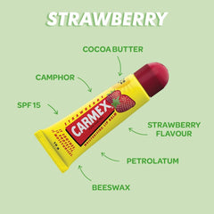 Carmex Moisturise Lip Blam Tube Dry Lips Hydrate Protection Spf15 Strawberry 10G