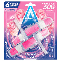 Astonish Pink Peony Foam & Fresh Toilet Rim Block Cleaning Action Odour Control