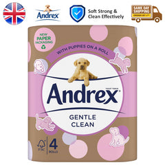 Andrex Gentle Clean Toilet Tissue Rolls Paper Sheet Soft Dermatologically Tested