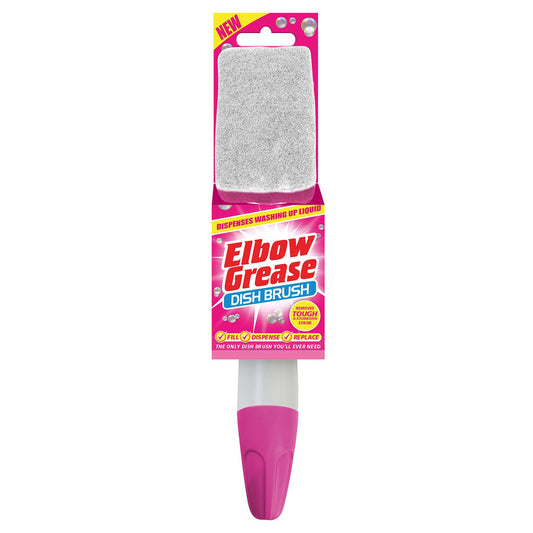 Elbow Grease Washing Up Dish Brush Sponge Liquid Dispenser Dirt Cleaner Pink