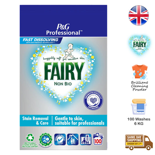 Fairy Professional Non Bio Washing Powder Laundry Detergent 100 Wash 6Kg