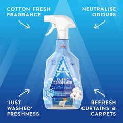 Astonish Fabric Refresher Cotton Fresh 750ml Long Lasting Fragrance Liquid Spray
