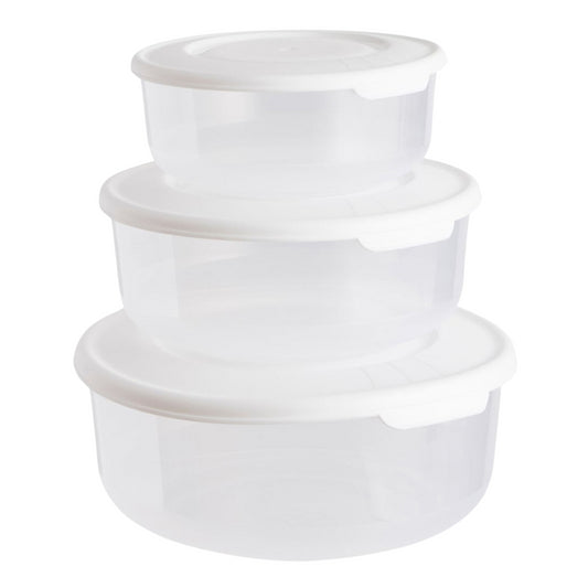 Wilko Round Food Storage Container Clear Plastic Picnic Lunch Box With Lid 3Pk