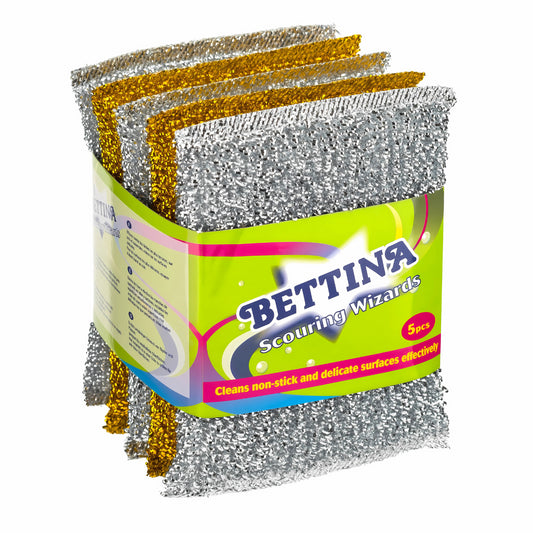 Bettina Scouring Wizards Pads 5pcs Non Abrasive Cleaning Delicate Surfaces