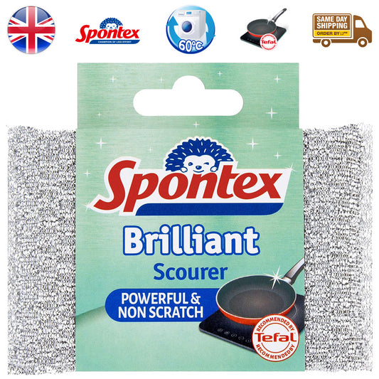 Spontex Brilliant Scourer Pad For Pots Pan Cleaner Non Scratch Surface