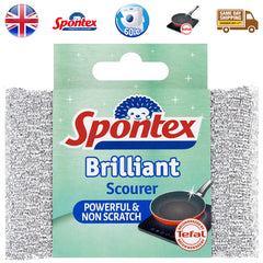 Spontex Brilliant Scourer Pad For Pots Pan Cleaner Non Scratch Surface