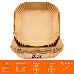 Air Fryer Disposable Non-Stick Baking Steamer Liner Paper Parchment Square 50Pcs