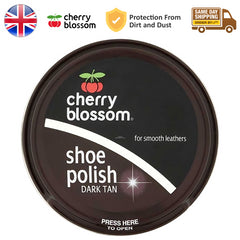 Cherry Blossom Shoes Polish Shine Nourish Protect Leather Smooth Dark Tan
