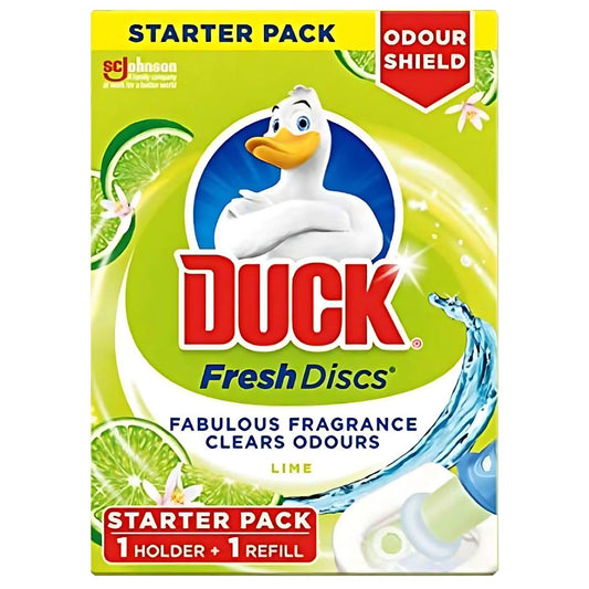 Duck Fresh Discs Lime Fresh Helps Keep Clean Toilet Freshener Gel Starter Pack