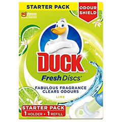 Duck Fresh Discs Lime Fresh Helps Keep Clean Toilet Freshener Gel Starter Pack