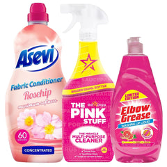 Asevi Fabric Conditioner Pink Stuff Multipurpose Spray Washing Up Liquid Bundle