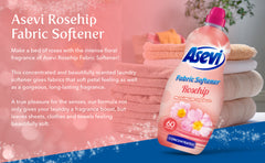 Asevi Clothes Fabric Softener Rosehip Laundry Liquid Long Last 60 Washes 1.38L