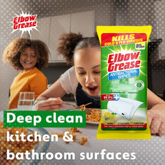 Elbow Grease Anti Bacterial Wipes Lemon Surface Cleaner Dirt Remover 80Pk
