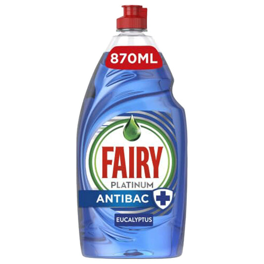 Fairy Platinum Eucalyptus Anti-Bac Washing Up Liquid Kitchen Dish Cleaner 870ml