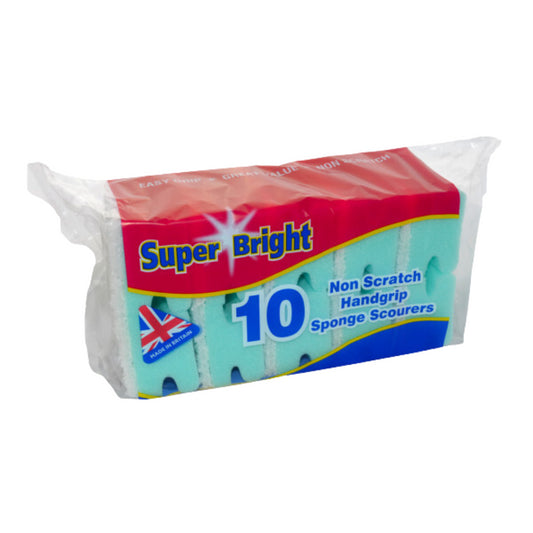 Super Bright Non Scratch Handgrip Scourers 10Pk Utensil Cleaner Stain Remover
