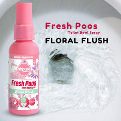 Airpure Fresh Poos Toilet Bowl Spray Air Freshener Fragrance Floral Flush 60ml