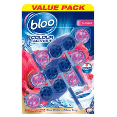 Bloo Colour Active Toilet Rim Block Long Lasting Freshness 3 Pack Flower 50G
