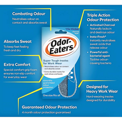 Odor-Eaters Super Tough Insoles Absorbs Sweat Shoes Boots Charcoal Layer