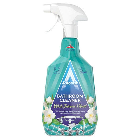 Astonish Bathroom Cleaner White Jasmine Basil Fragrance Natural Oils Spray 750ml