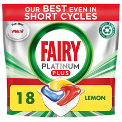Fairy Platinum Dishwasher 18 Tablets Lemon Scent Grease Cleaner Dirt Remover