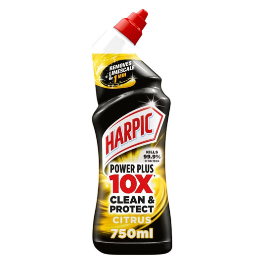 Harpic Power Plus Citrus Scent Removes Limescale 10X Clean & Protect Gel 750ml