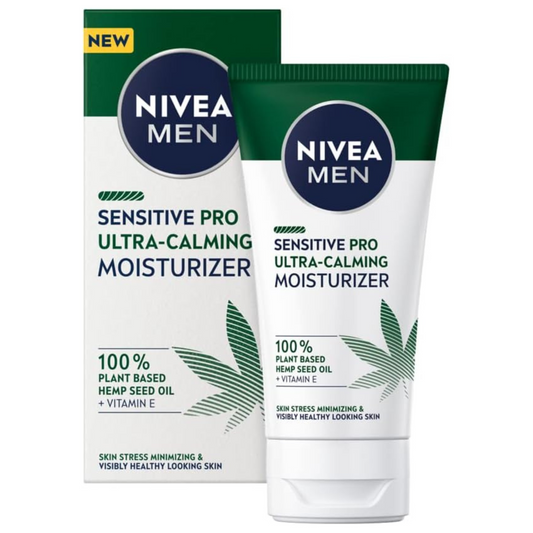 Nivea Men Sensitive Pro Ultra Calming Moisturising Cream 75ml Face Care Moisturiser Enriched with Hemp Seed Oil and Vitamin E