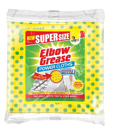 Elbow Grease Power Cloths Reusable Scrub Dots Removes Tough Stains Stubborn 3Pk