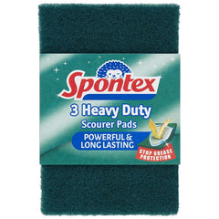 Spontex Heavy Duty Scourer Pads Long Lasting Oven Bbq Grease Cleaner 3Pk