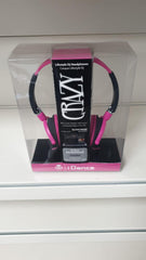 Idance Crazy 111 Dj Portable Headphones Inline Mic Pink & Black Ipod Iphone Ipad