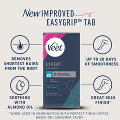 Veet Expert Cold 20 Wax Strips Legs & Body Sensitive Skin with 2 Finish Wipes