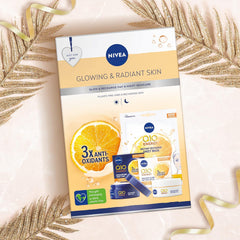 Nivea Q10 Energy Glowing Radiant Skin Day Night Creams Face Mask 3Pcs Gift Set