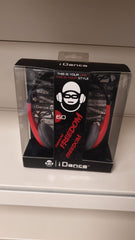 Idance Freedom Dj Portable Headphones Inline Microphone Red & Black Ipod Iphone