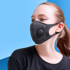 Reusable Black Face Mask With Breathing Valve For Running Outdoor Cycling