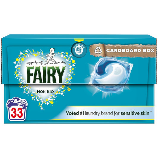 Fairy Laundry Detergent Liquid Washing Pods Capsules Non Bio 33 Washes