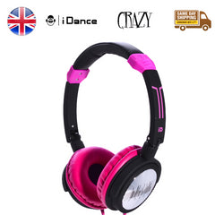 Idance Crazy 111 Dj Portable Headphones Inline Mic Pink & Black Ipod Iphone Ipad