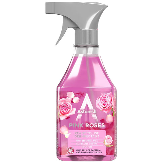 Astonish Disinfectant Ready To Use Surface Cleaner Spray Pink Roses 550ml