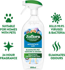 Zoflora Multipurpose Disinfectant Cleaner Spray Cut Grease Mountain Air 800ml