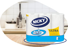 Nicky Ultra Kitchen Towel Rolls Cleaning Strong Absorbant White 3 Ply Paper