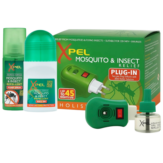Xpel Mosquito & Insect Repellent Green Bundle | Pump Spray, Roll On, 2pin Plug-In