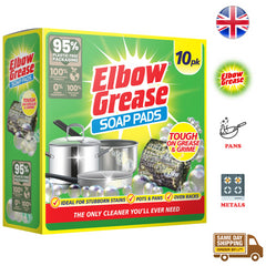 Elbow Grease Soap Scourer Pads For Pots Pans Oven Racks Stubborn Stains 10Pk
