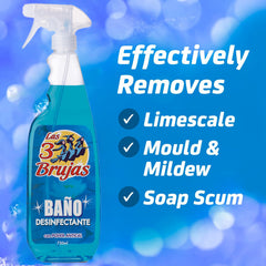 3 Witches Bathroom Disinfectant Spray Surface Cleaner Kill Germs 750ml