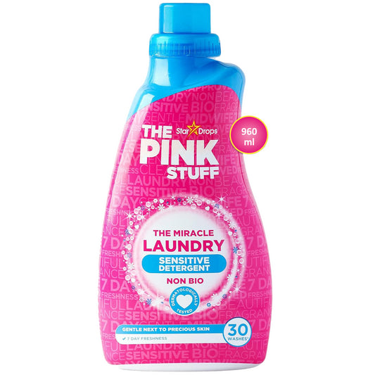 The Pink Stuff Laundry Sensitive Washing Liquid Detergent Non Bio 30 Wash 960ml